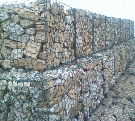 Thùng dệt bền 80 * 100mm 2mm Gabion Wire Mesh