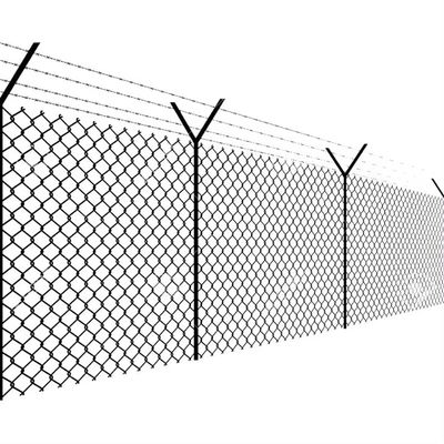 PVC ngoài trời Vinyl đen phủ Cyclone Iron Wire Mesh Metal hàng rào 8 ft Chain Link Fence